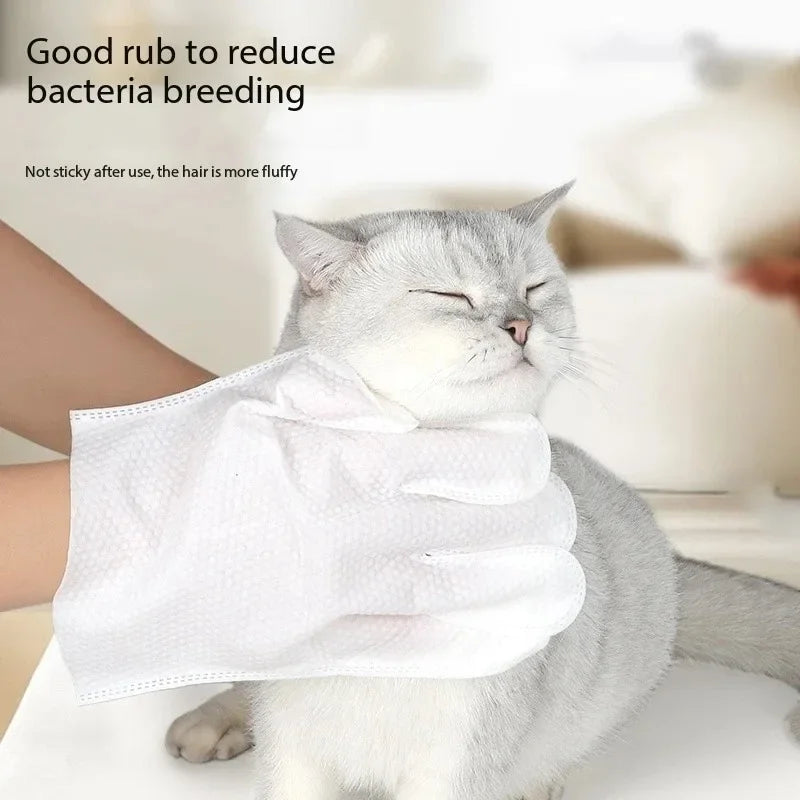 6Pcs/Bag Pet Wash-Free Gloves Cat Bath Deodorant Wipes Disposable Cleaning Dry Cleaning Dog Wipes Gentle and Convenient Gloves