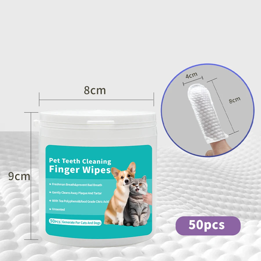 Convenient No-Rinse Dog Teeth Whitening Wet Wipes Animal Finger Cleaning Solution for Pets Easy Teeth Care