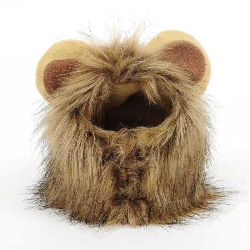 Cute Cat Lion Mane Costume Wig for Pets - Fancy Party Hat with Ears for Dogs and Cats
