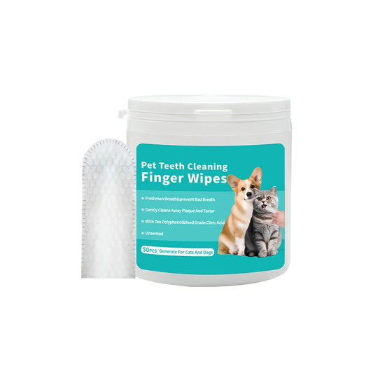 Convenient No-Rinse Dog Teeth Whitening Wet Wipes Animal Finger Cleaning Solution for Pets Easy Teeth Care