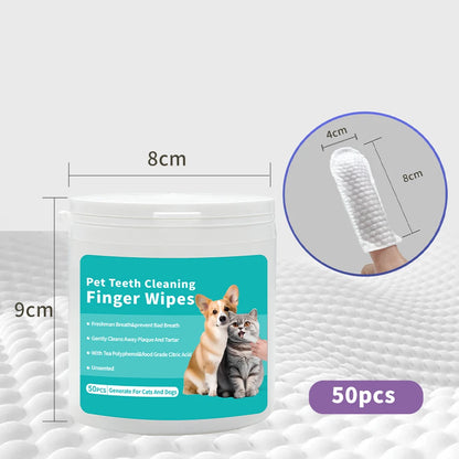 Convenient No-Rinse Dog Teeth Whitening Wet Wipes Animal Finger Cleaning Solution for Pets Easy Teeth Care