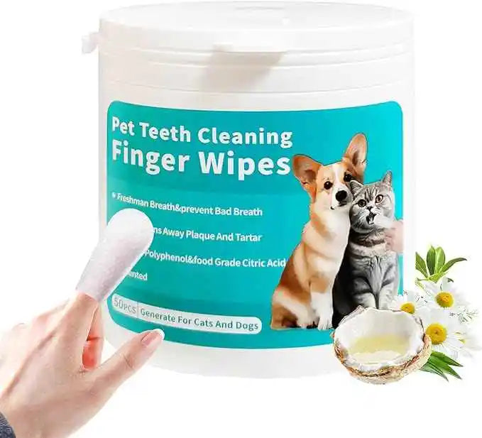 Convenient No-Rinse Dog Teeth Whitening Wet Wipes Animal Finger Cleaning Solution for Pets Easy Teeth Care