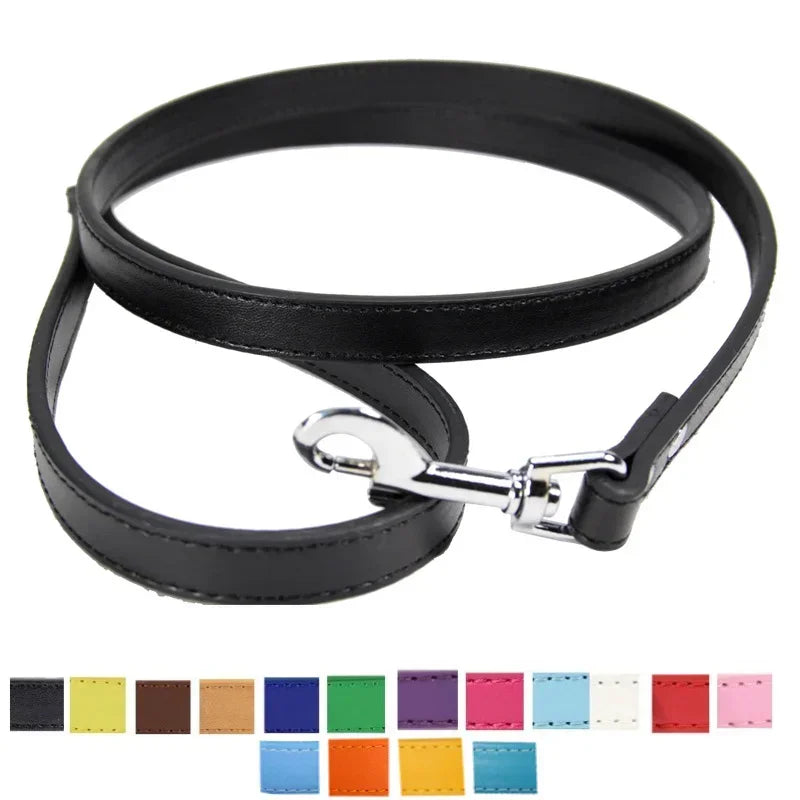 Leather Cat Dog Leashes Colorful Puppy Walking Leashes Harness Collar Lead Rope for Small Medium Large Dogs Pet Supplies 1.2M