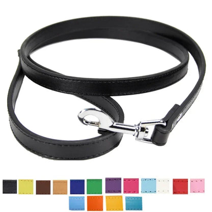 Leather Cat Dog Leashes Colorful Puppy Walking Leashes Harness Collar Lead Rope for Small Medium Large Dogs Pet Supplies 1.2M