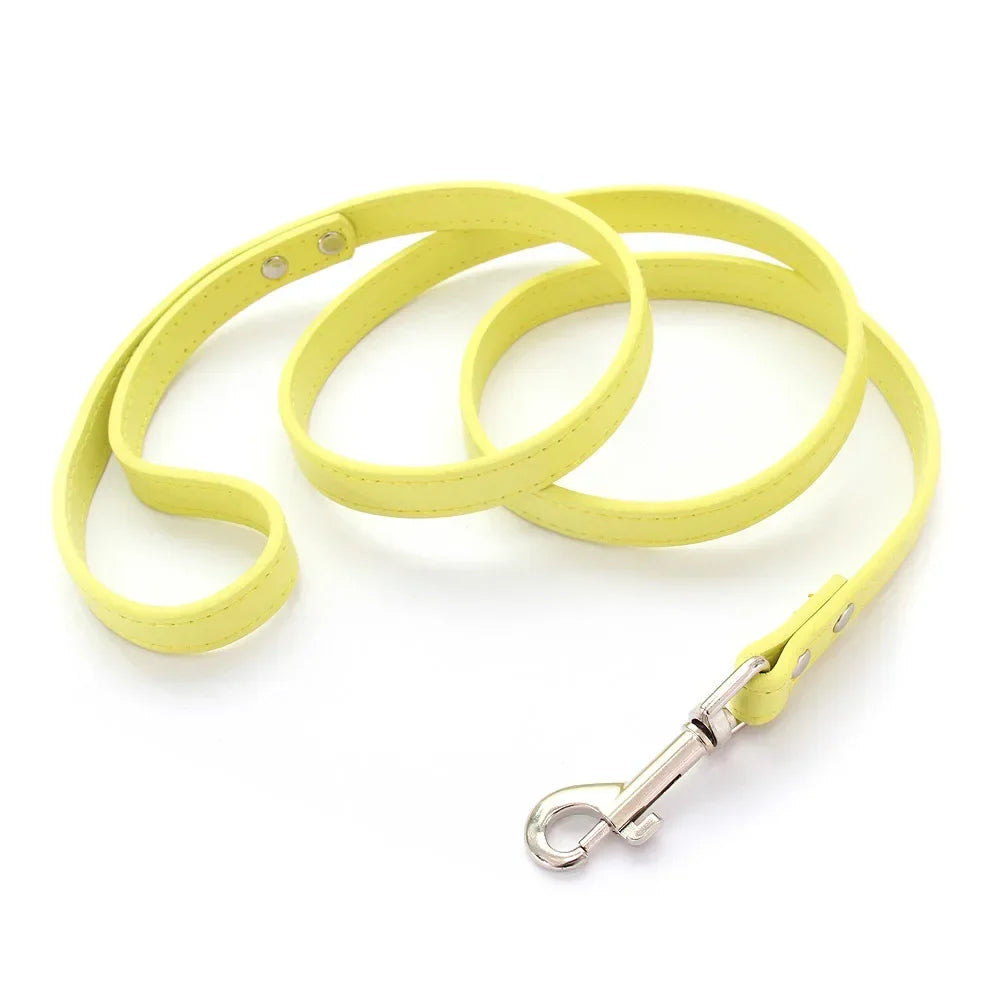 Leather Cat Dog Leashes Colorful Puppy Walking Leashes Harness Collar Lead Rope for Small Medium Large Dogs Pet Supplies 1.2M