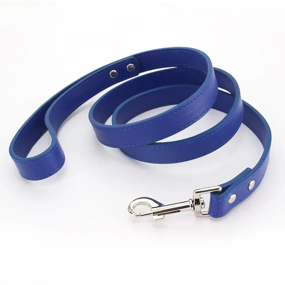 Leather Cat Dog Leashes Colorful Puppy Walking Leashes Harness Collar Lead Rope for Small Medium Large Dogs Pet Supplies 1.2M