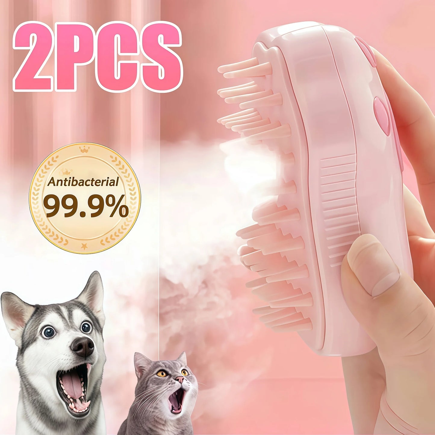 3 in 1 Cat Dog Steamy Brush Steam Brush Electric Sprayer for Massage Pet Grooming Tool Shedding Electric Sprays Massage Combs