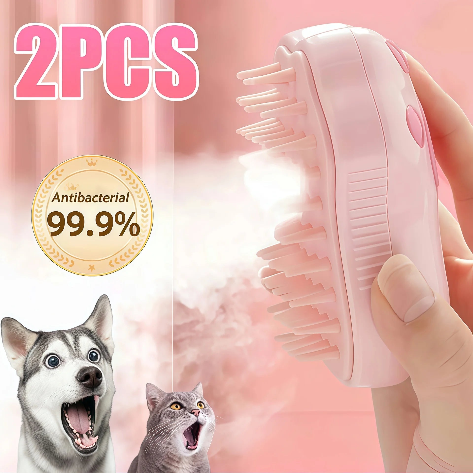 3 in 1 Cat Dog Steamy Brush Steam Brush Electric Sprayer for Massage Pet Grooming Tool Shedding Electric Sprays Massage Combs