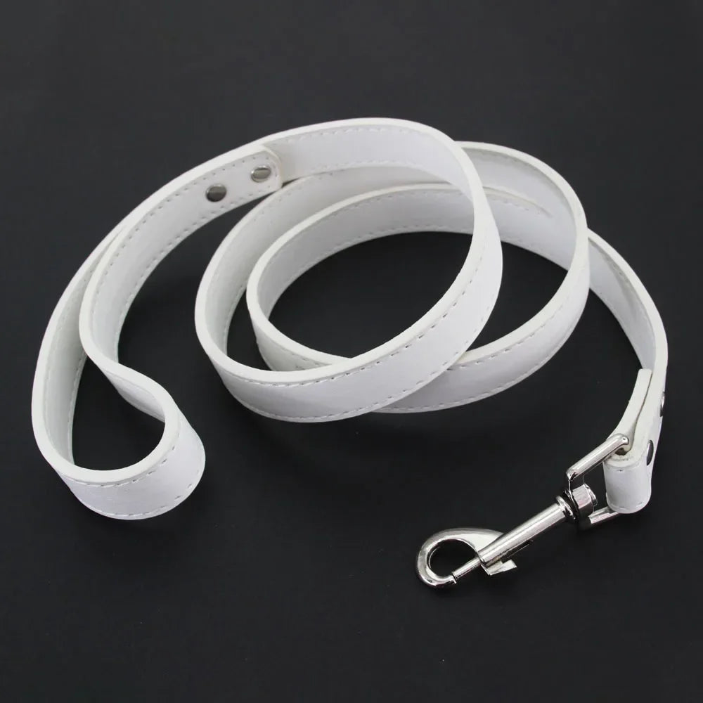 Leather Cat Dog Leashes Colorful Puppy Walking Leashes Harness Collar Lead Rope for Small Medium Large Dogs Pet Supplies 1.2M