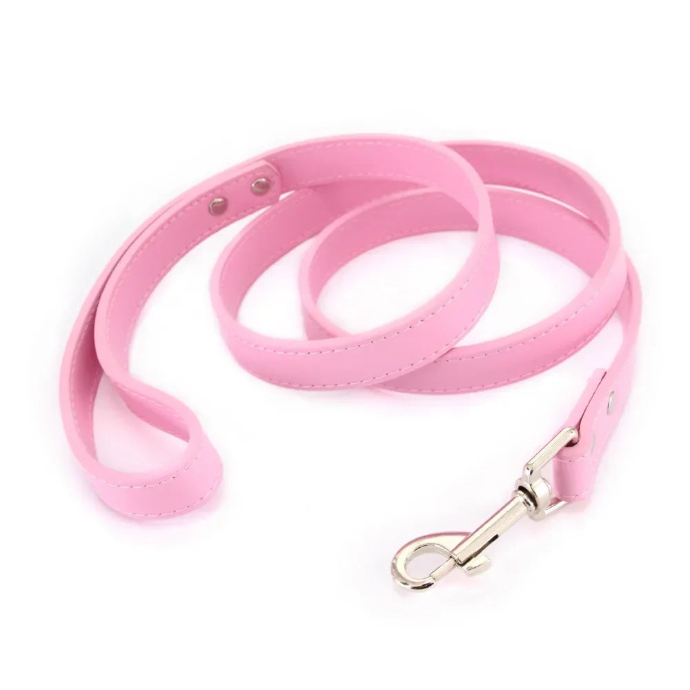 Leather Cat Dog Leashes Colorful Puppy Walking Leashes Harness Collar Lead Rope for Small Medium Large Dogs Pet Supplies 1.2M