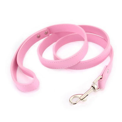 Leather Cat Dog Leashes Colorful Puppy Walking Leashes Harness Collar Lead Rope for Small Medium Large Dogs Pet Supplies 1.2M