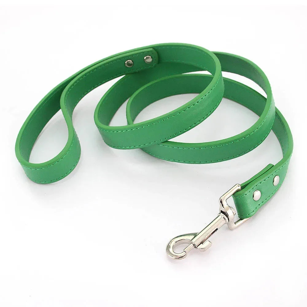 Leather Cat Dog Leashes Colorful Puppy Walking Leashes Harness Collar Lead Rope for Small Medium Large Dogs Pet Supplies 1.2M