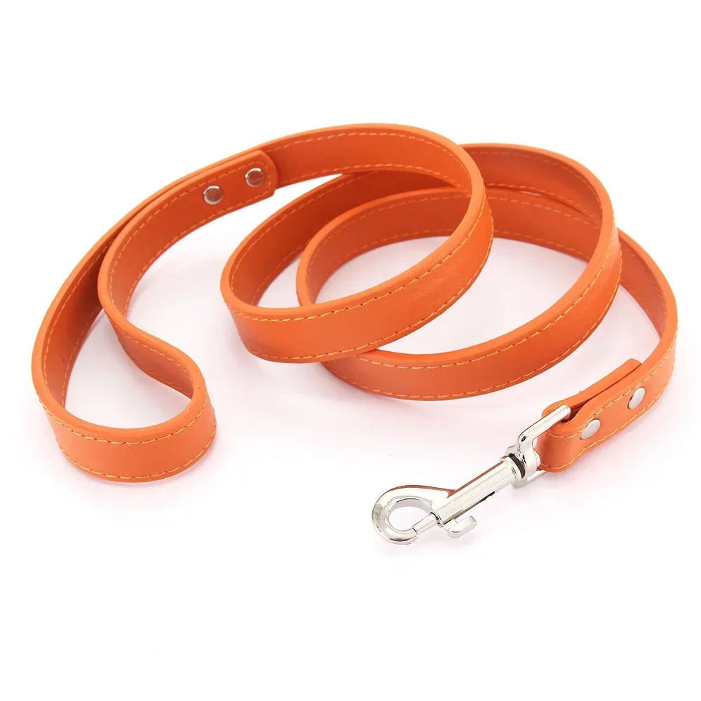 Leather Cat Dog Leashes Colorful Puppy Walking Leashes Harness Collar Lead Rope for Small Medium Large Dogs Pet Supplies 1.2M