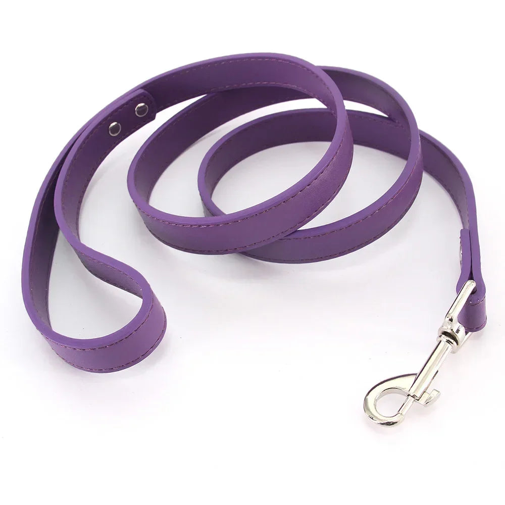 Leather Cat Dog Leashes Colorful Puppy Walking Leashes Harness Collar Lead Rope for Small Medium Large Dogs Pet Supplies 1.2M