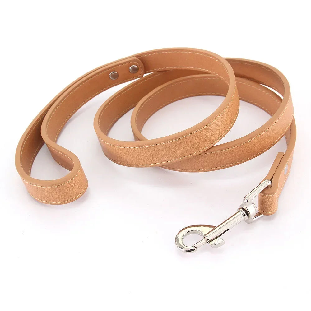Leather Cat Dog Leashes Colorful Puppy Walking Leashes Harness Collar Lead Rope for Small Medium Large Dogs Pet Supplies 1.2M