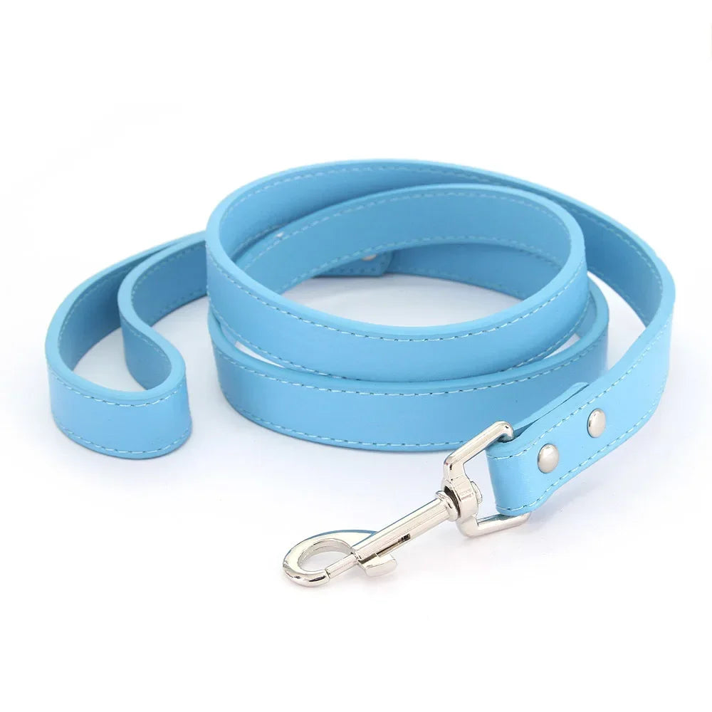 Leather Cat Dog Leashes Colorful Puppy Walking Leashes Harness Collar Lead Rope for Small Medium Large Dogs Pet Supplies 1.2M